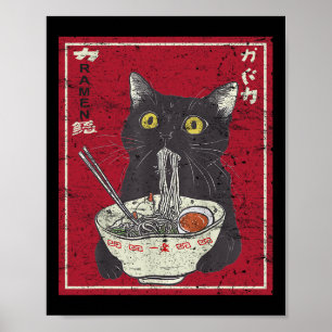 Póster Gato de Kawaii Ramen Comida japonesa Divertida Chi