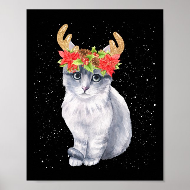 Póster Gato De La Camisa De Los navidades Con Antillas De (Frente)