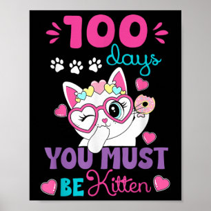 Póster Gato de la escuela del día 100 100 días de escuela