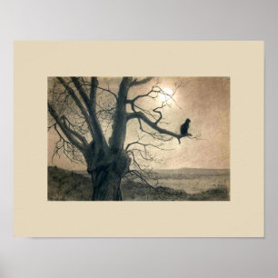Póster Gato de la noche en poster del árbol