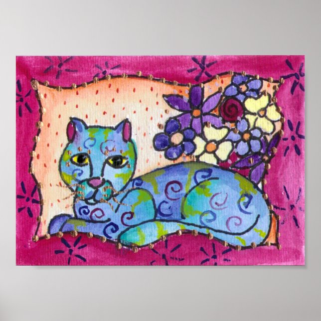 Póster Gato de la tabla azul (Frente)