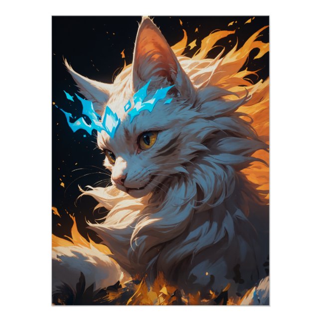 Póster Gato de llama mística familiar (Anverso)