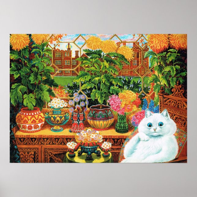 Póster Gato de los amantes de las flores, Louis Wain (Frente)