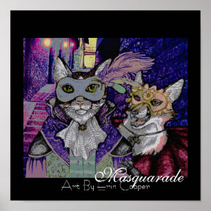 Póster Gato De Masquarade, Imagen De Color De Erin Cooper