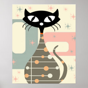 Póster Gato de mediados del siglo