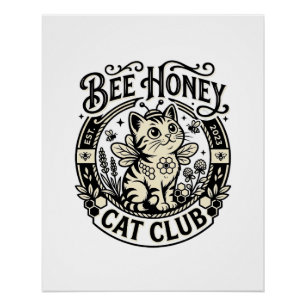 Póster Gato de Miel de Abeja Gato Divertido Gráfico - Gat