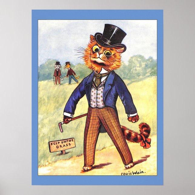 Póster Gato de moda de Louis Wain (Frente)