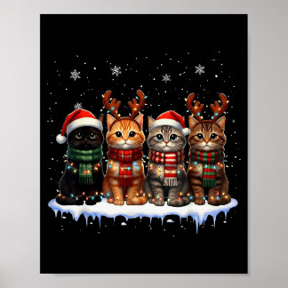 Póster Gato de Navidad Meowy Feliz Navidad Lindo Para Hom