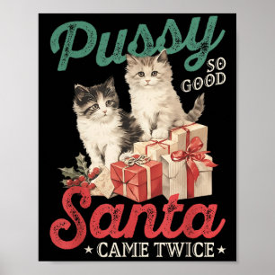 Póster Gato de Navidad subido de tono gráfico divertido b