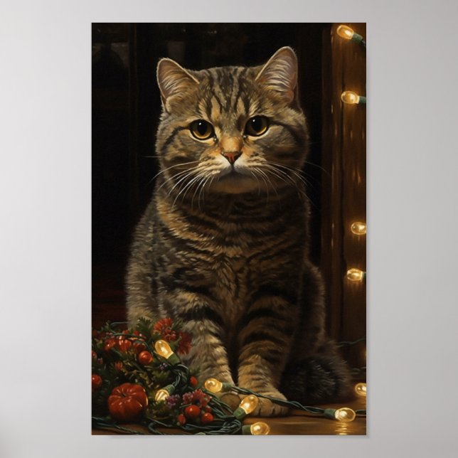 Póster Gato de Navidades de corte (Frente)