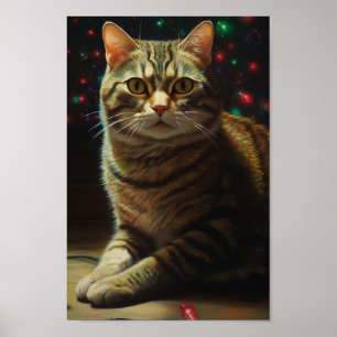 Póster Gato de Navidades de corte