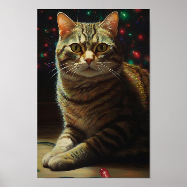 Póster Gato de Navidades de corte (Frente)