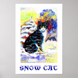 PÓSTER GATO DE NIEVE