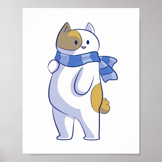 PÓSTER GATO DE NIEVE CON ESCALA AZUL (Frente)