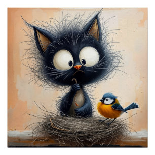 Póster Gato de ojos anchos escrupuloso sosteniendo un gus