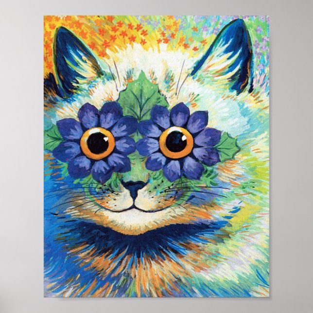 Póster Gato de ojos de flores, Louis Wain (Frente)
