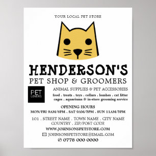 Póster Gato de oro, tienda de Mascotas y publicidad de gr