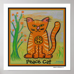 Póster Gato de paz con flores