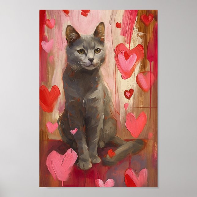 Póster Gato de pequeño Día de San Valentín (Frente)