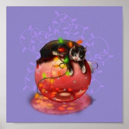 Póster Gato de pequeños Navidades ilumina la magia de inv