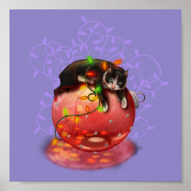 Póster Gato de pequeños Navidades ilumina la magia de inv (Frente)