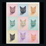 Póster Gato de pop Art Foto Bloque de color moderno de mo<br><div class="desc">Poster de bloques de color retro moderno de moda pop Art Dog</div>