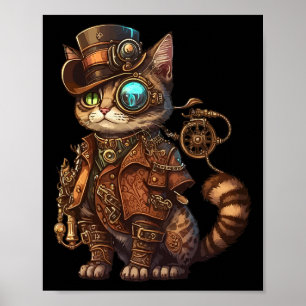 Póster Gato de Punk al vapor Kitten Kitty Steampunk