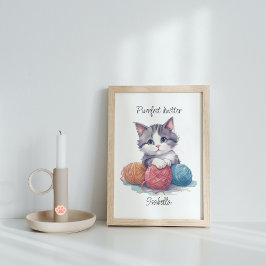 Póster Gato de punto perfecto personalizado para amantes