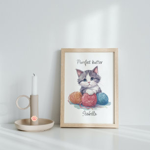Póster Gato de punto perfecto personalizado para amantes 