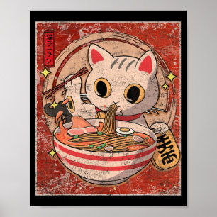 Póster Gato de Ramen Kawaii Anime Chicas de regalo de com