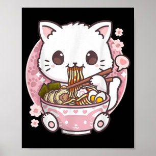 Póster Gato de Ramen Kawaii Anime Ramen Gato Amantes de K