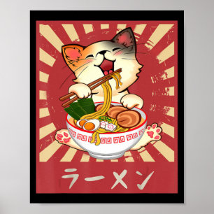Póster Gato de Ramen Neko Anime Kawaii Regalos de Merch J