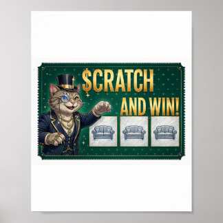 Póster Gato de Rascay Gana — Gato de billete de lotería d