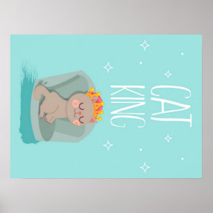 Póster Gato de Rey lindo, regalo de gatito, regalo de ama