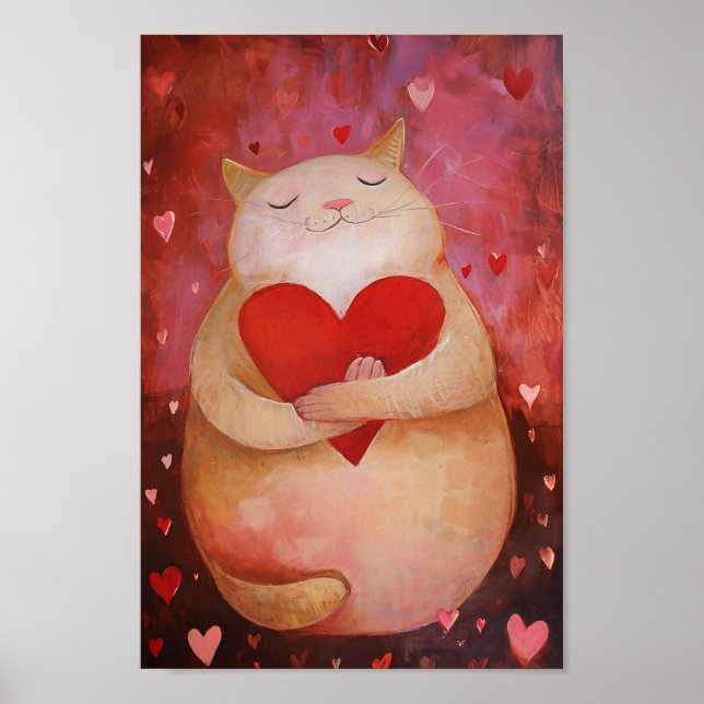Póster Gato de San Valentín lindo (Frente)