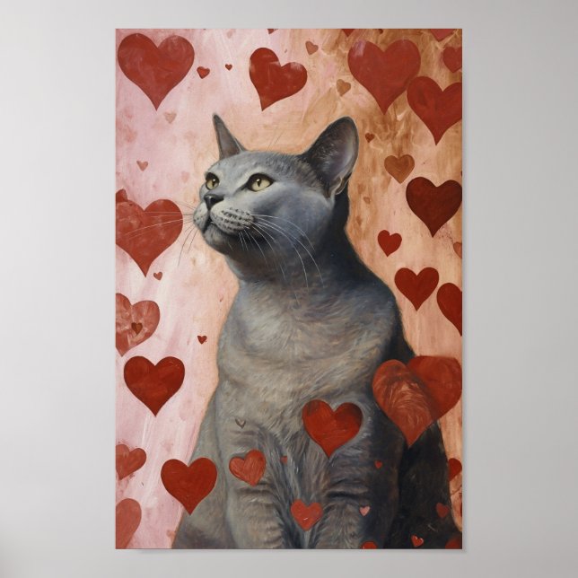 Póster Gato de San Valentín lindo (Frente)