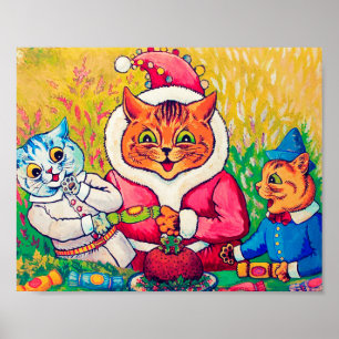 Póster Gato de Santa Claus, Louis Wain