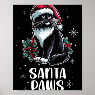 Póster Gato de Santa Cruz de Tuxedo con Navidades de Sant
