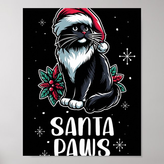 Póster Gato de Santa Cruz de Tuxedo con Navidades de Sant (Frente)