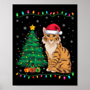 Póster Gato de Savannah Santa Hat Hombres Mujeres Niños N