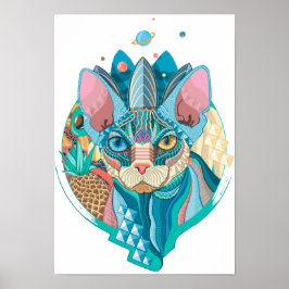 Póster Gato de Sfinx cósmico