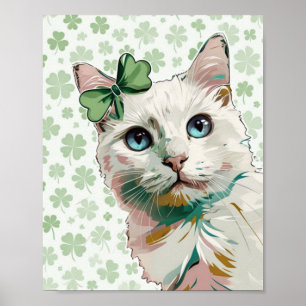 Póster Gato de Shamrock con ojos azules