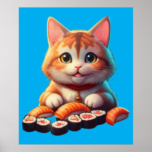 Póster Gato de sushi