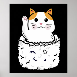 Póster Gato de sushi amante Regalo de sushi Kawaii Gato j
