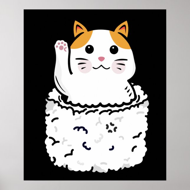 Póster Gato de sushi amante regalo japonés suhi Kawaii ga (Frente)