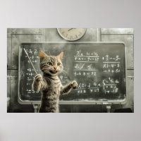 Gato De Tabby Alegre Enseñando Matemáticas En El A