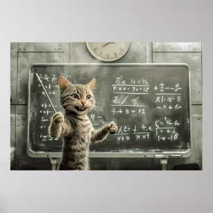 Póster Gato De Tabby Alegre Enseñando Matemáticas En El A