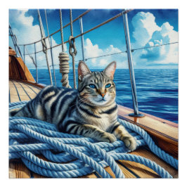 Póster Gato De Tabby En Cuestas De Barco
