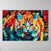 Gato de Tabby Hippie Boho Naranja Azul Colorido