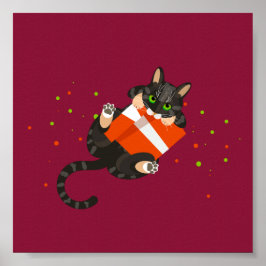 Póster Gato de tabla geométrica jugando con ilustracion d